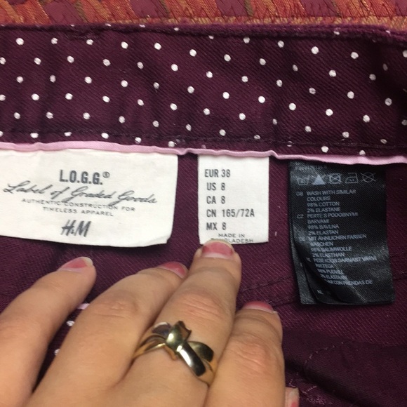 MAROON POLKA DOT DENIM MINI SKIRT - Picture 3 of 4